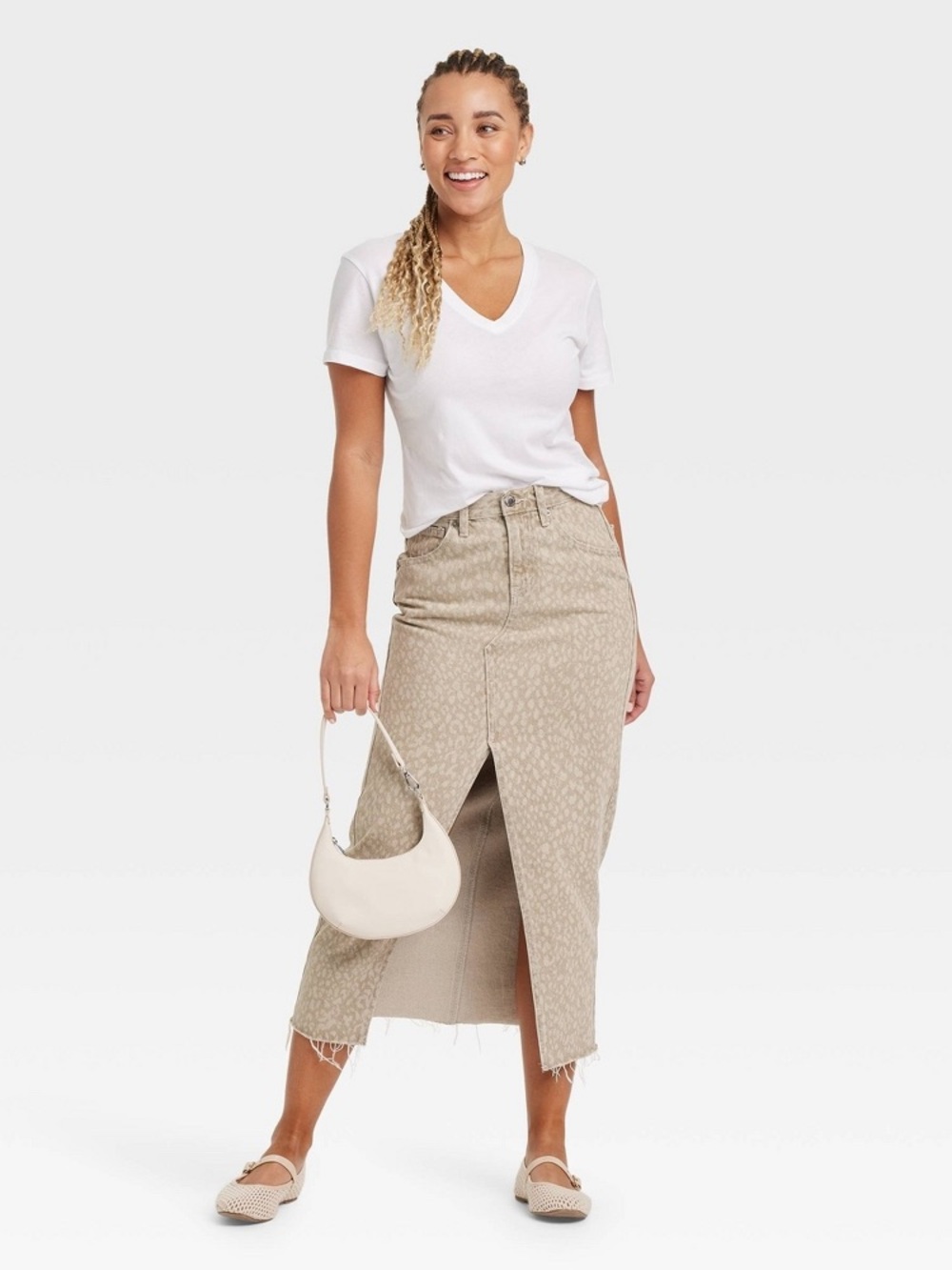Women’s Tan Leopard Maxi Denim Skirt - Universal Thread - Size 14 - NWT - Picture 5 of 5